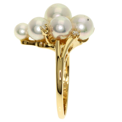 MIKIMOTO Pearl Pearl Diamond Ring K18 Yellow Gold Ladies [Used]