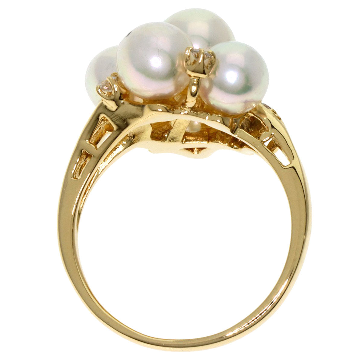 MIKIMOTO Pearl Pearl Diamond Ring K18 Yellow Gold Ladies [Used]