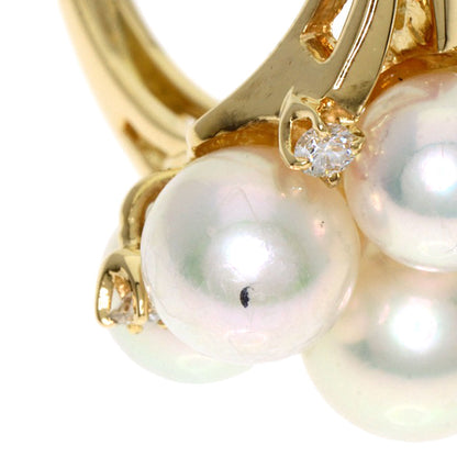 MIKIMOTO Pearl Pearl Diamond Ring K18 Yellow Gold Ladies [Used]