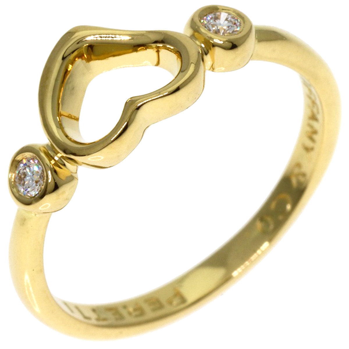 TIFFANY&Co. Open Heart 2P Diamond Ring K18 Yellow Gold Ladies [Used]