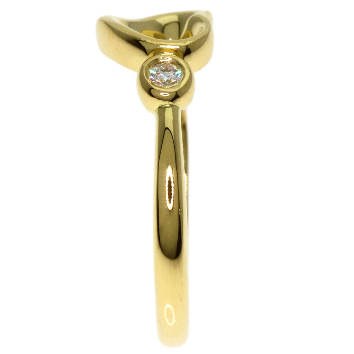 TIFFANY&Co. Open Heart 2P Diamond Ring K18 Yellow Gold Ladies [Used]