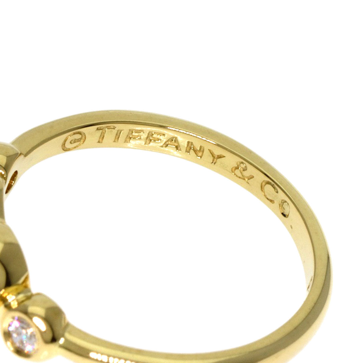 TIFFANY&Co. Open Heart 2P Diamond Ring K18 Yellow Gold Ladies [Used]