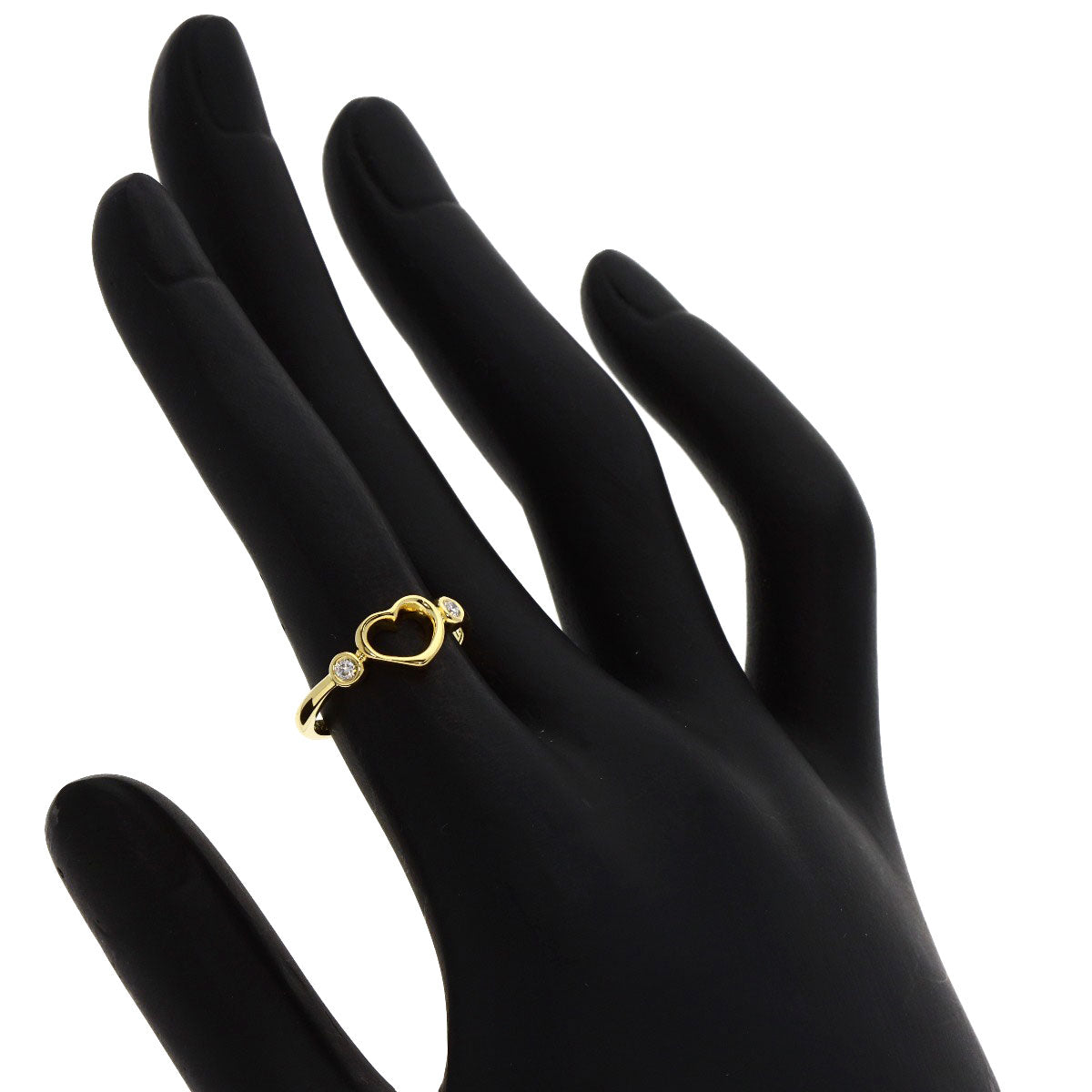 TIFFANY&Co. Open Heart 2P Diamond Ring K18 Yellow Gold Ladies [Used]