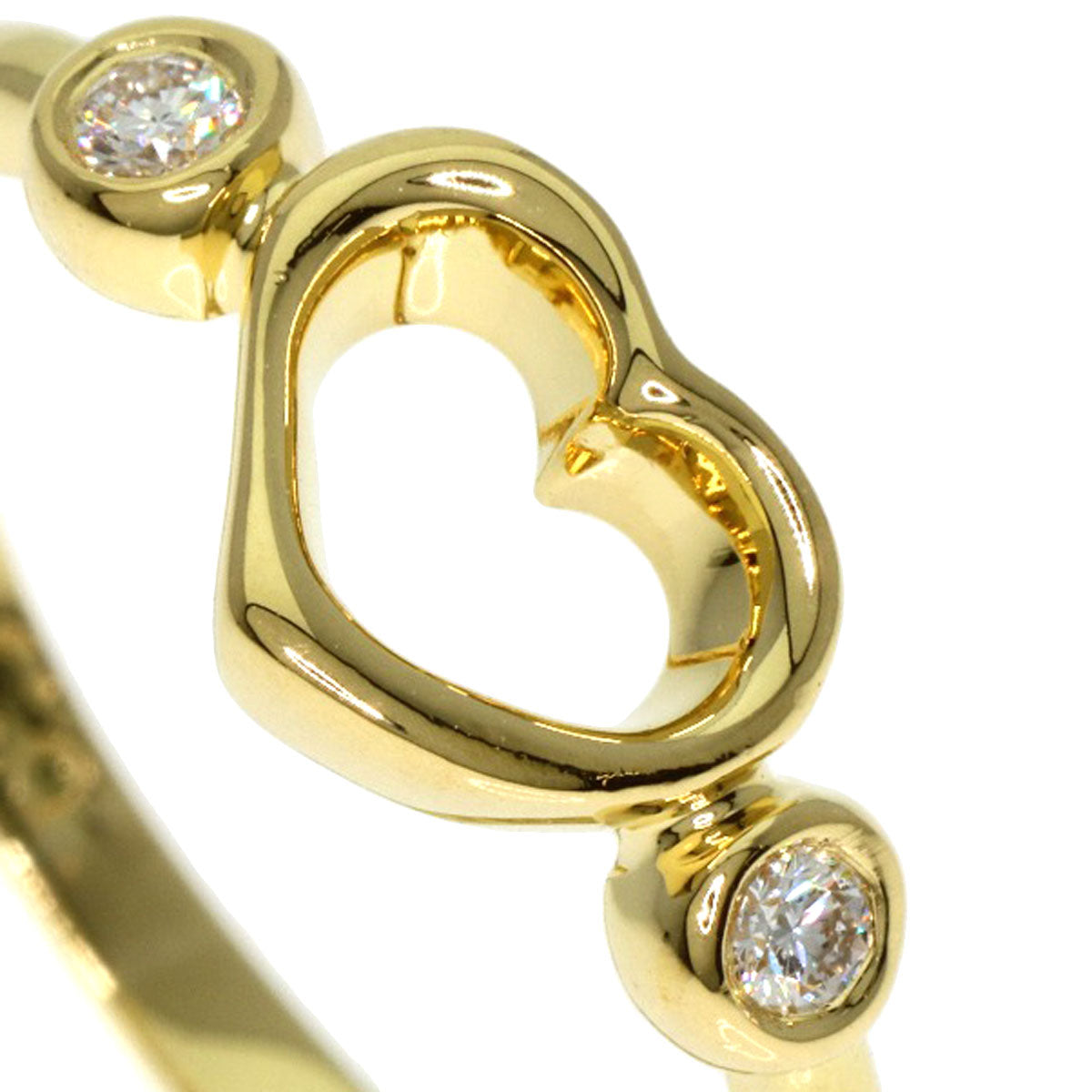 TIFFANY&Co. Open Heart 2P Diamond Ring K18 Yellow Gold Ladies [Used]