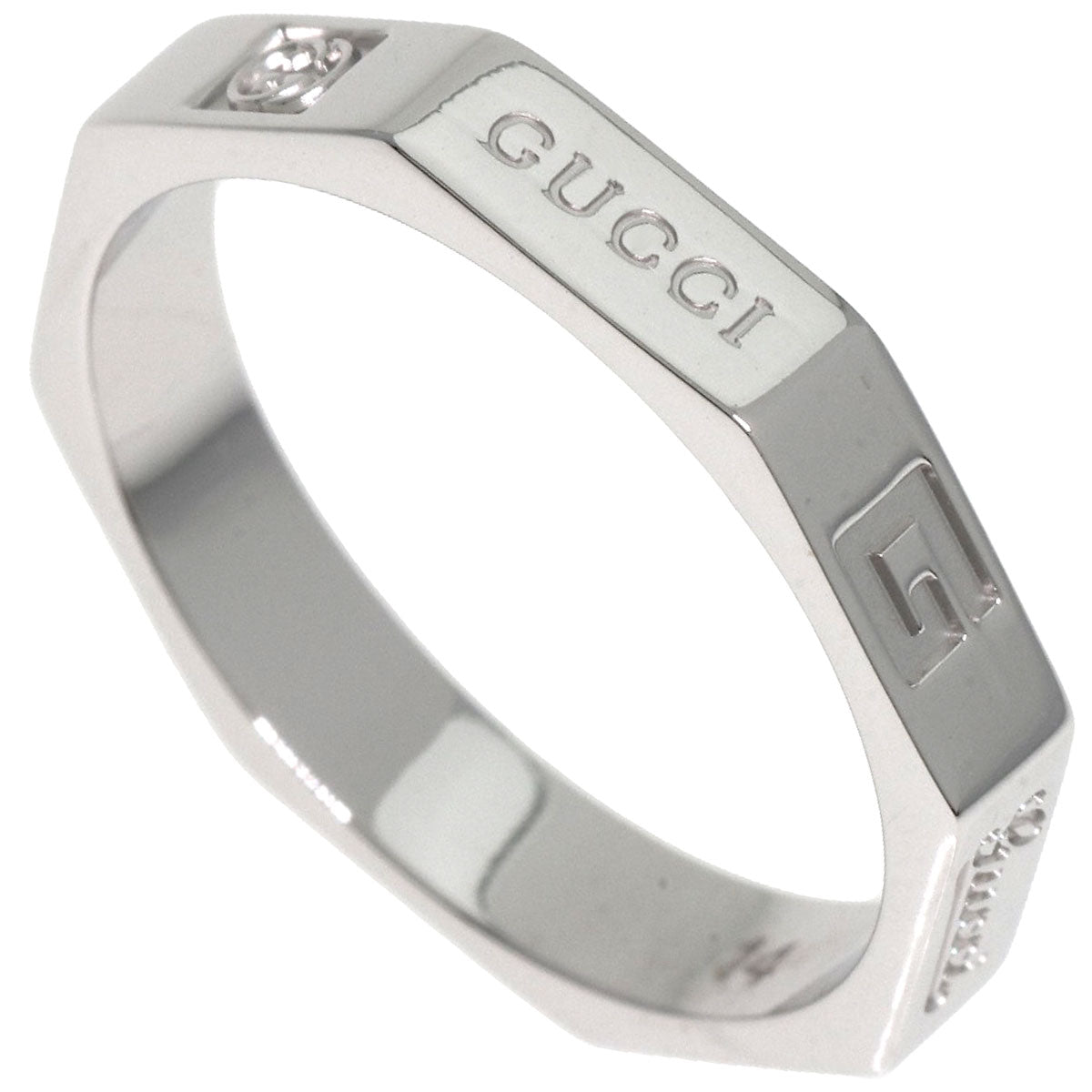 GUCCI Octagonal # 14 Ring K18 White Gold Ladies [Used]