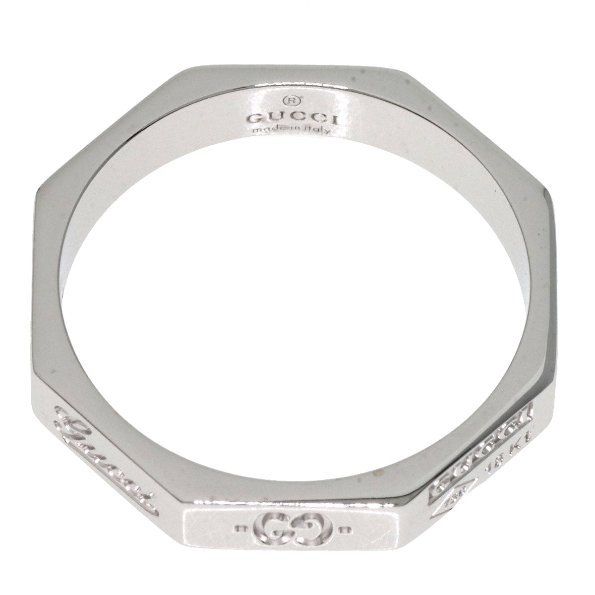 GUCCI Octagonal # 14 Ring K18 White Gold Ladies [Used]