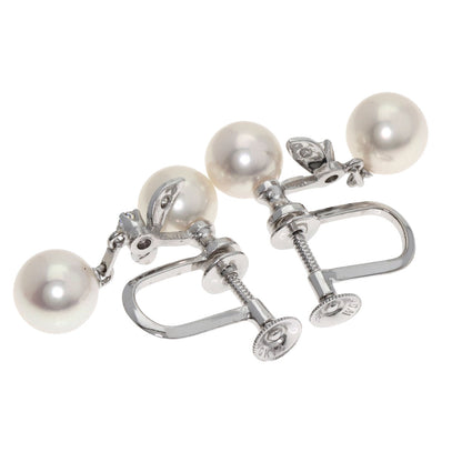 MIKIMOTO Pearl Pearl Diamond Earring K14 White Gold Ladies [Used]