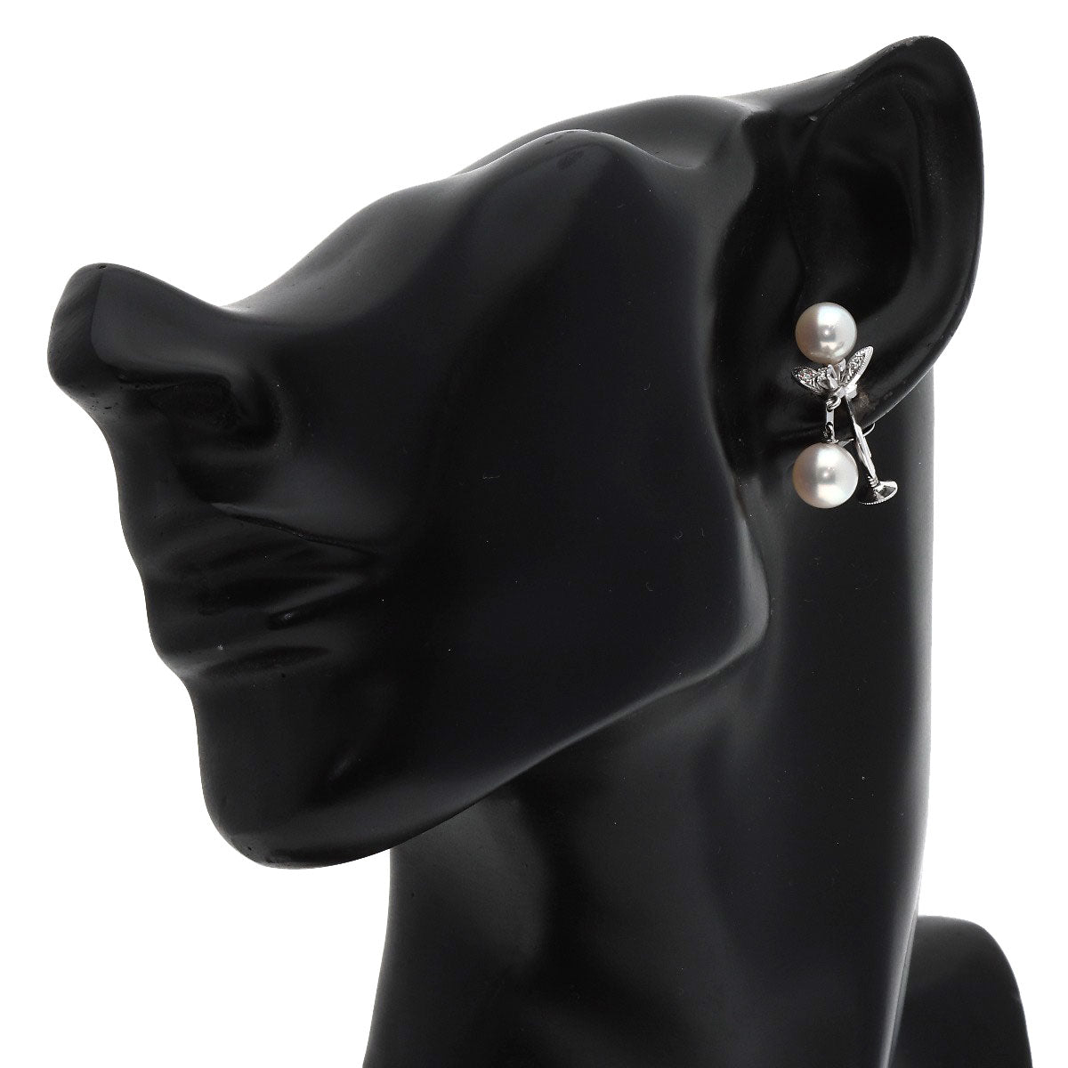 MIKIMOTO Pearl Pearl Diamond Earring K14 White Gold Ladies [Used]