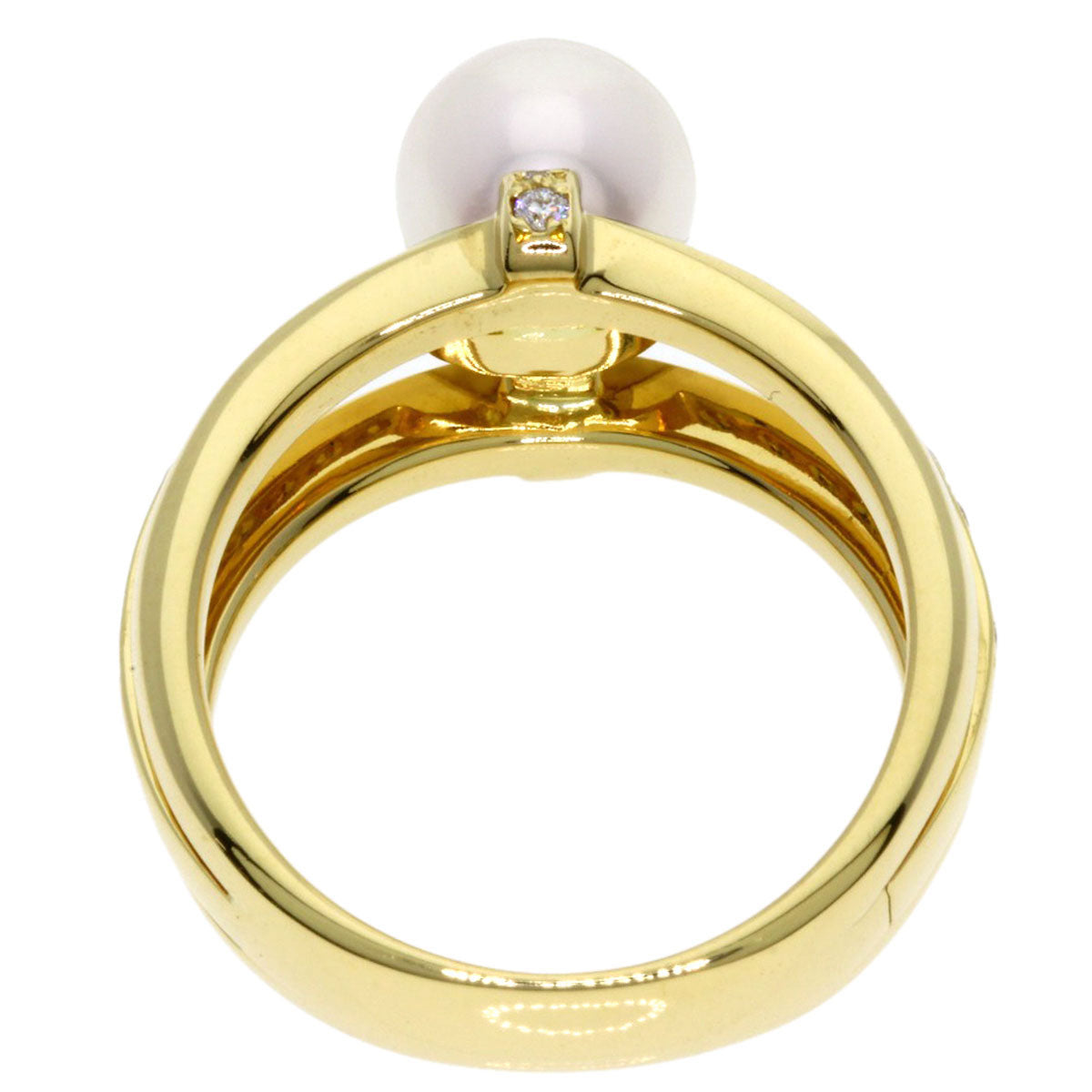 ミキモト パール 真珠 ダイヤモンド リング・指輪 K18イエローゴールド レディース 【中古】【MIKIMOTO】