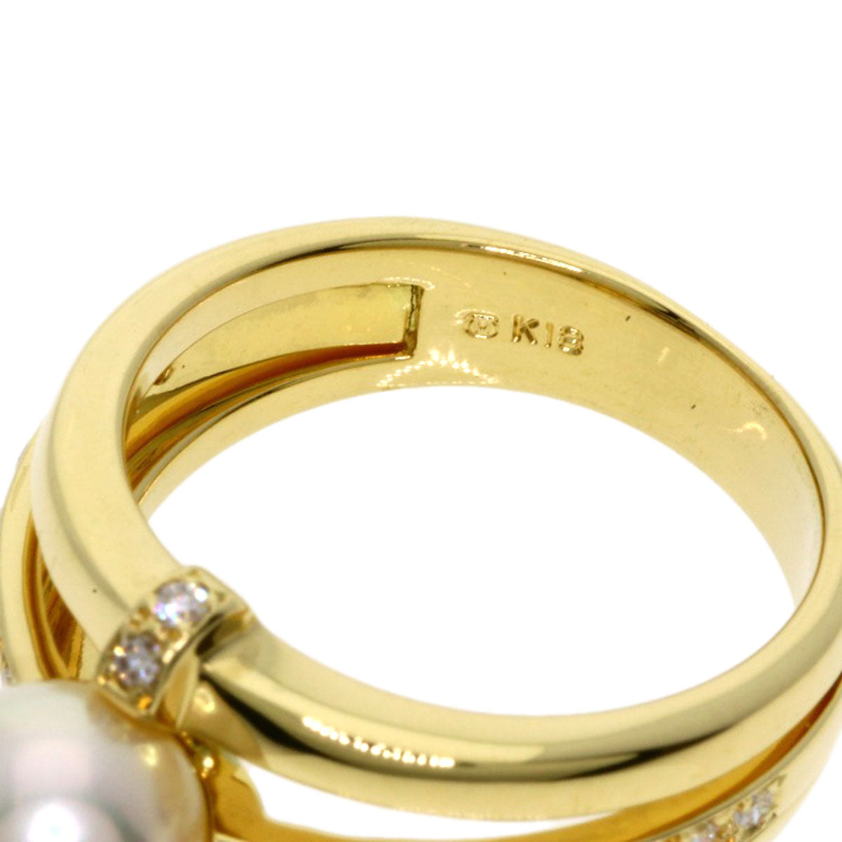 ミキモト パール 真珠 ダイヤモンド リング・指輪 K18イエローゴールド レディース 【中古】【MIKIMOTO】