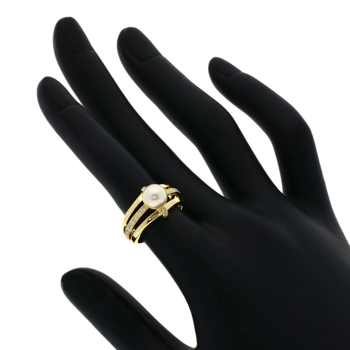 ミキモト パール 真珠 ダイヤモンド リング・指輪 K18イエローゴールド レディース 【中古】【MIKIMOTO】
