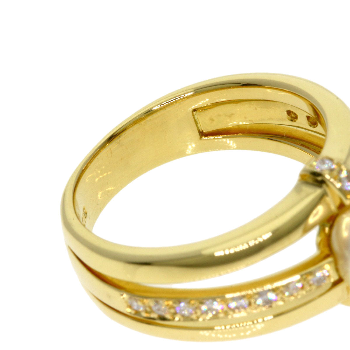 ミキモト パール 真珠 ダイヤモンド リング・指輪 K18イエローゴールド レディース 【中古】【MIKIMOTO】