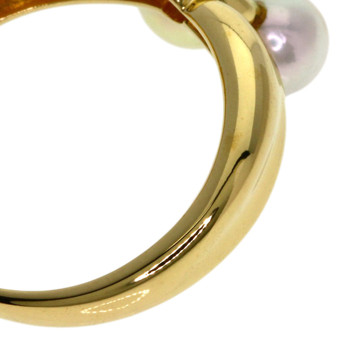 TASAKI Pearl Pearl 2P Diamond Ring K18 Yellow Gold Ladies [Used]