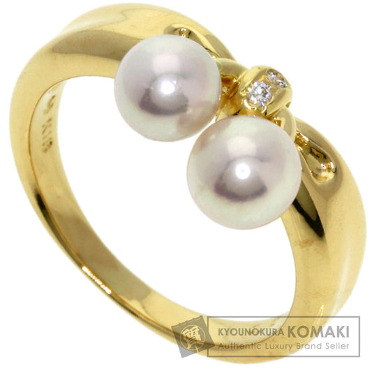 TASAKI Pearl Pearl 2P Diamond Ring K18 Yellow Gold Ladies [Used]