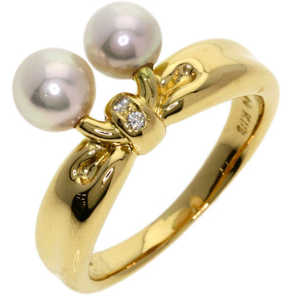 TASAKI Pearl Pearl 2P Diamond Ring K18 Yellow Gold Ladies [Used]