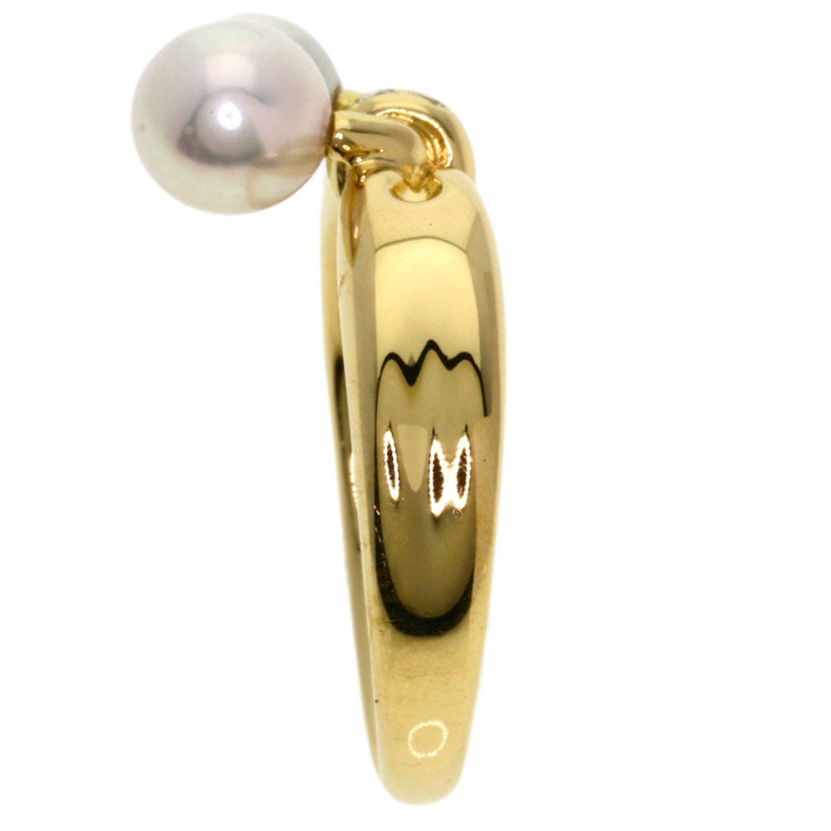 TASAKI Pearl Pearl 2P Diamond Ring K18 Yellow Gold Ladies [Used]