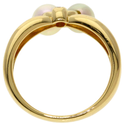 TASAKI Pearl Pearl 2P Diamond Ring K18 Yellow Gold Ladies [Used]
