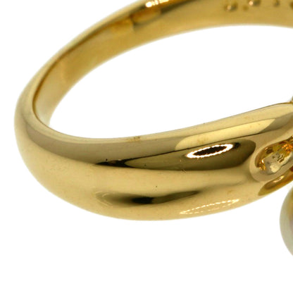TASAKI Pearl Pearl 2P Diamond Ring K18 Yellow Gold Ladies [Used]
