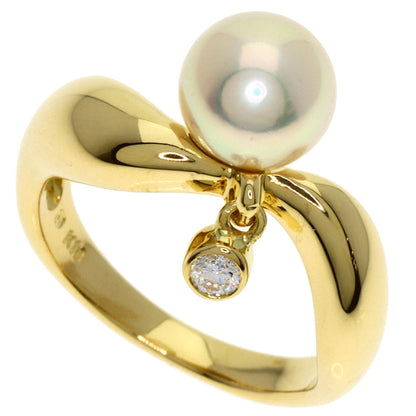 MIKIMOTO Pearl Pearl Diamond Ring K18 Yellow Gold Ladies [Used]