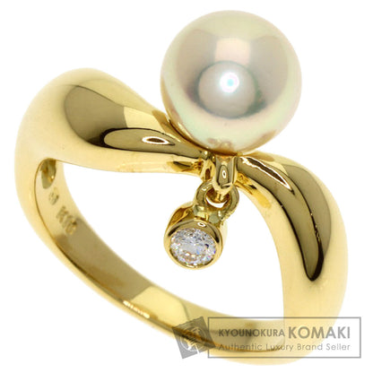 MIKIMOTO Pearl Pearl Diamond Ring K18 Yellow Gold Ladies [Used]
