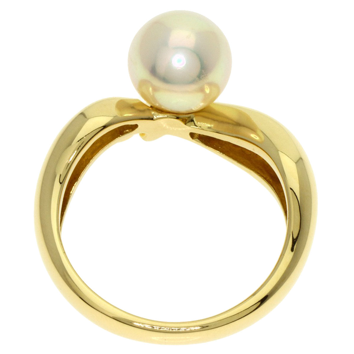 MIKIMOTO Pearl Pearl Diamond Ring K18 Yellow Gold Ladies [Used]