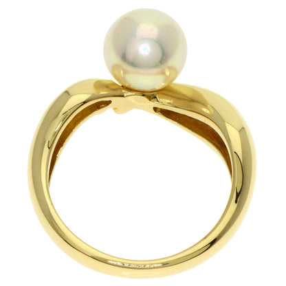 MIKIMOTO Pearl Pearl Diamond Ring K18 Yellow Gold Ladies [Used]