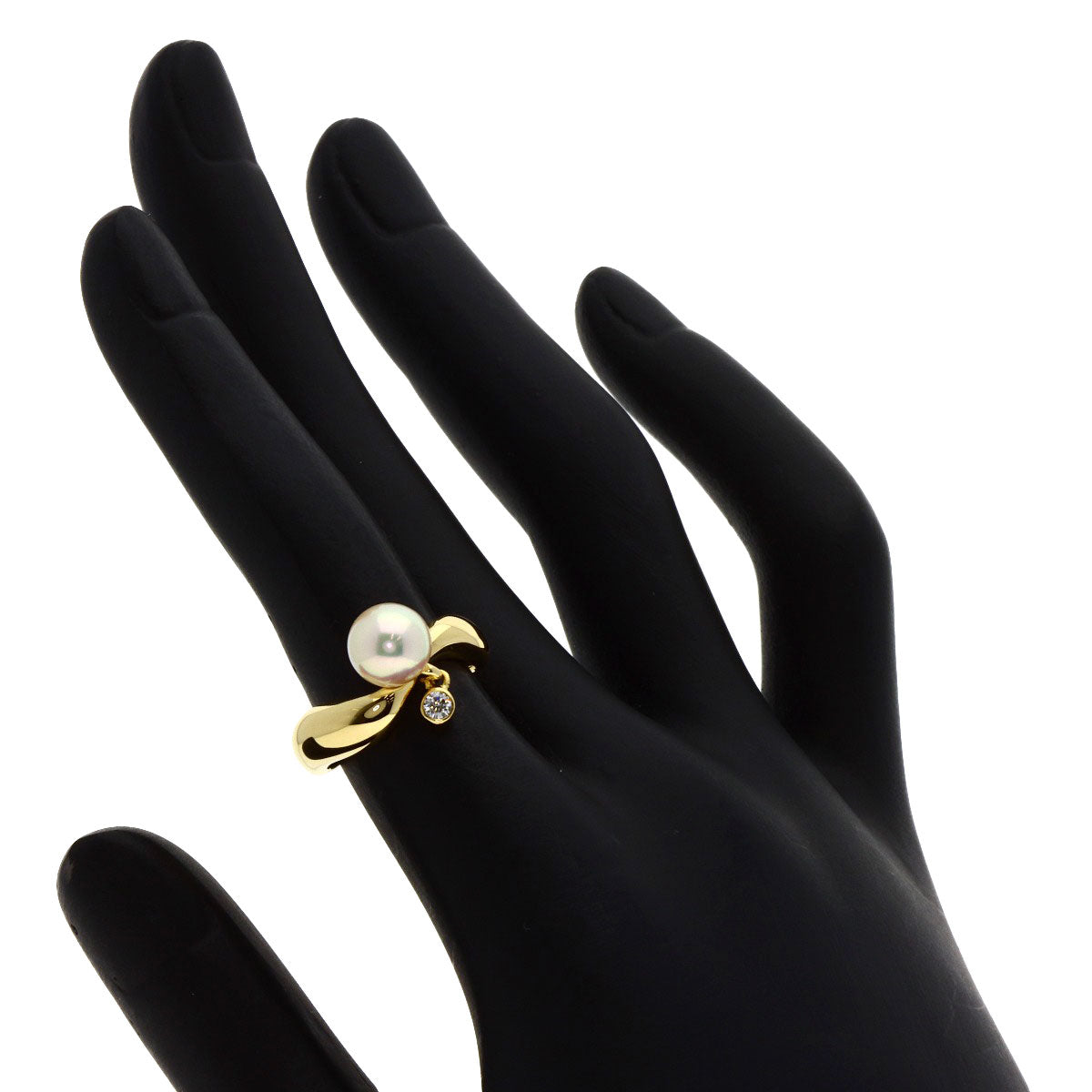 MIKIMOTO Pearl Pearl Diamond Ring K18 Yellow Gold Ladies [Used]