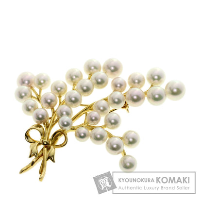 MIKIMOTO Ribbon Akoya Pearl Brooch K18 Yellow Gold Ladies [Used]