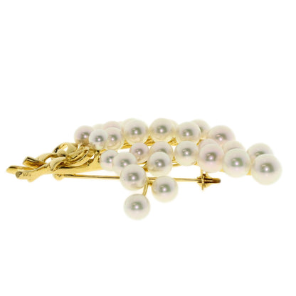 MIKIMOTO Ribbon Akoya Pearl Brooch K18 Yellow Gold Ladies [Used]