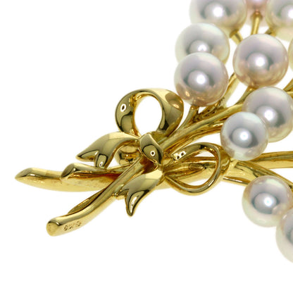 MIKIMOTO Ribbon Akoya Pearl Brooch K18 Yellow Gold Ladies [Used]
