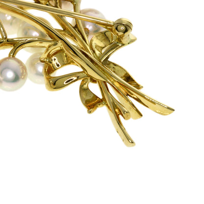 MIKIMOTO Ribbon Akoya Pearl Brooch K18 Yellow Gold Ladies [Used]