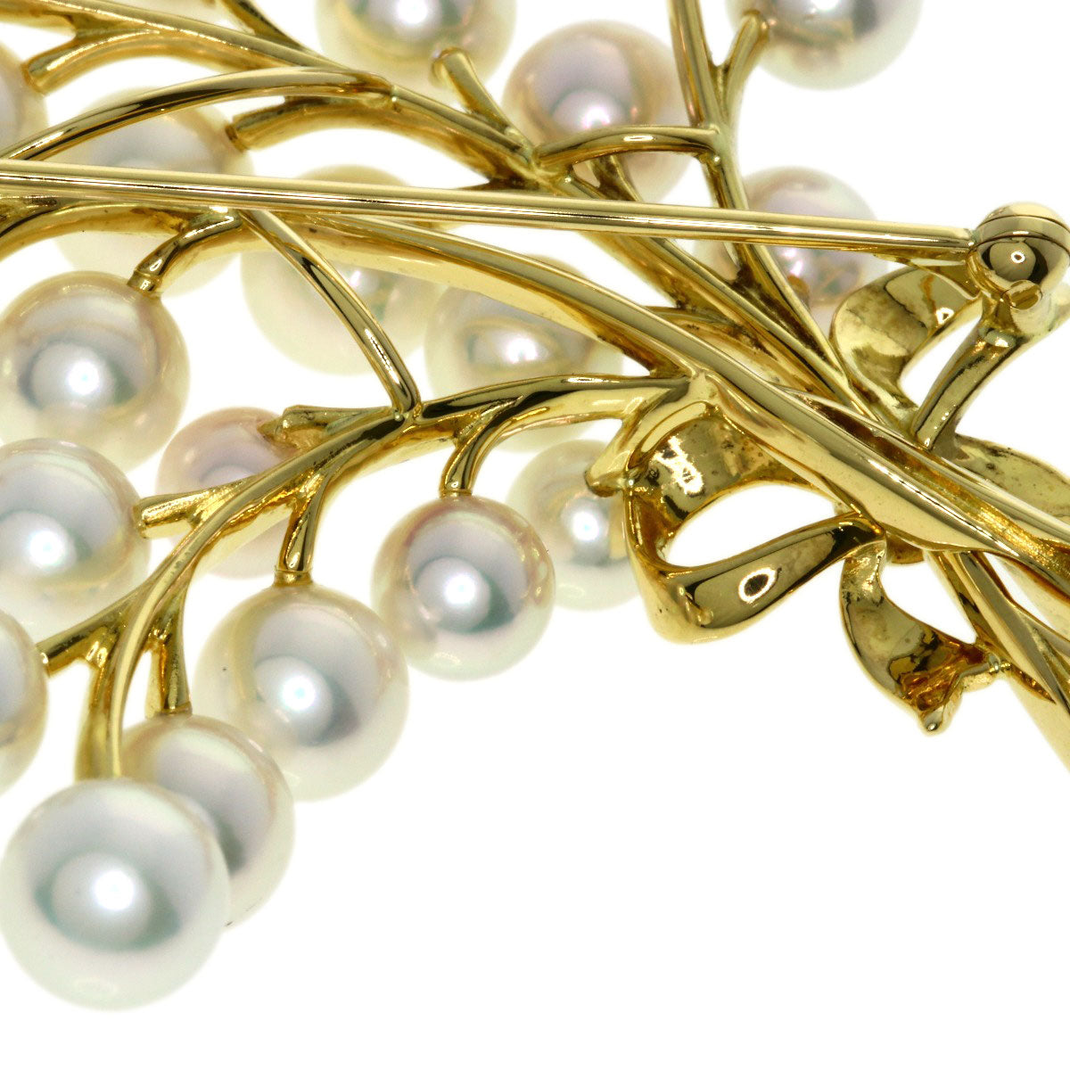 MIKIMOTO Ribbon Akoya Pearl Brooch K18 Yellow Gold Ladies [Used]