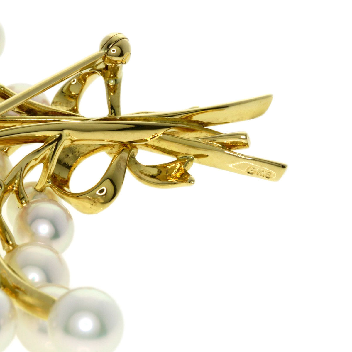 MIKIMOTO Ribbon Akoya Pearl Brooch K18 Yellow Gold Ladies [Used]