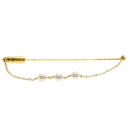 MIKIMOTO Pearl Pearl Pin Brooch Brooch K18 Yellow Gold Ladies [Used]