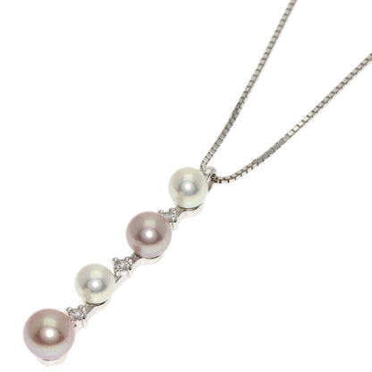 TASAKI Pearl Pearl 3P Diamond Necklace K18 White Gold Ladies [Used]