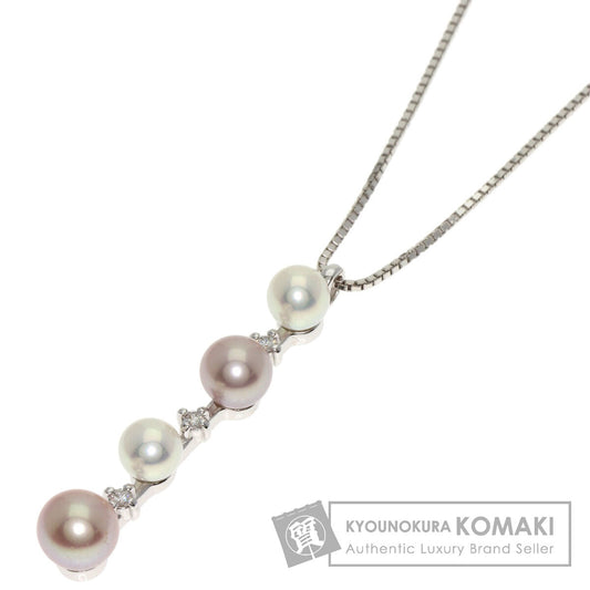 TASAKI Pearl Pearl 3P Diamond Necklace K18 White Gold Ladies [Used]