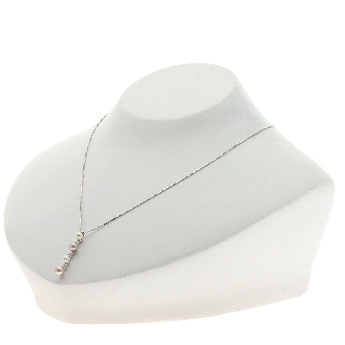TASAKI Pearl Pearl 3P Diamond Necklace K18 White Gold Ladies [Used]