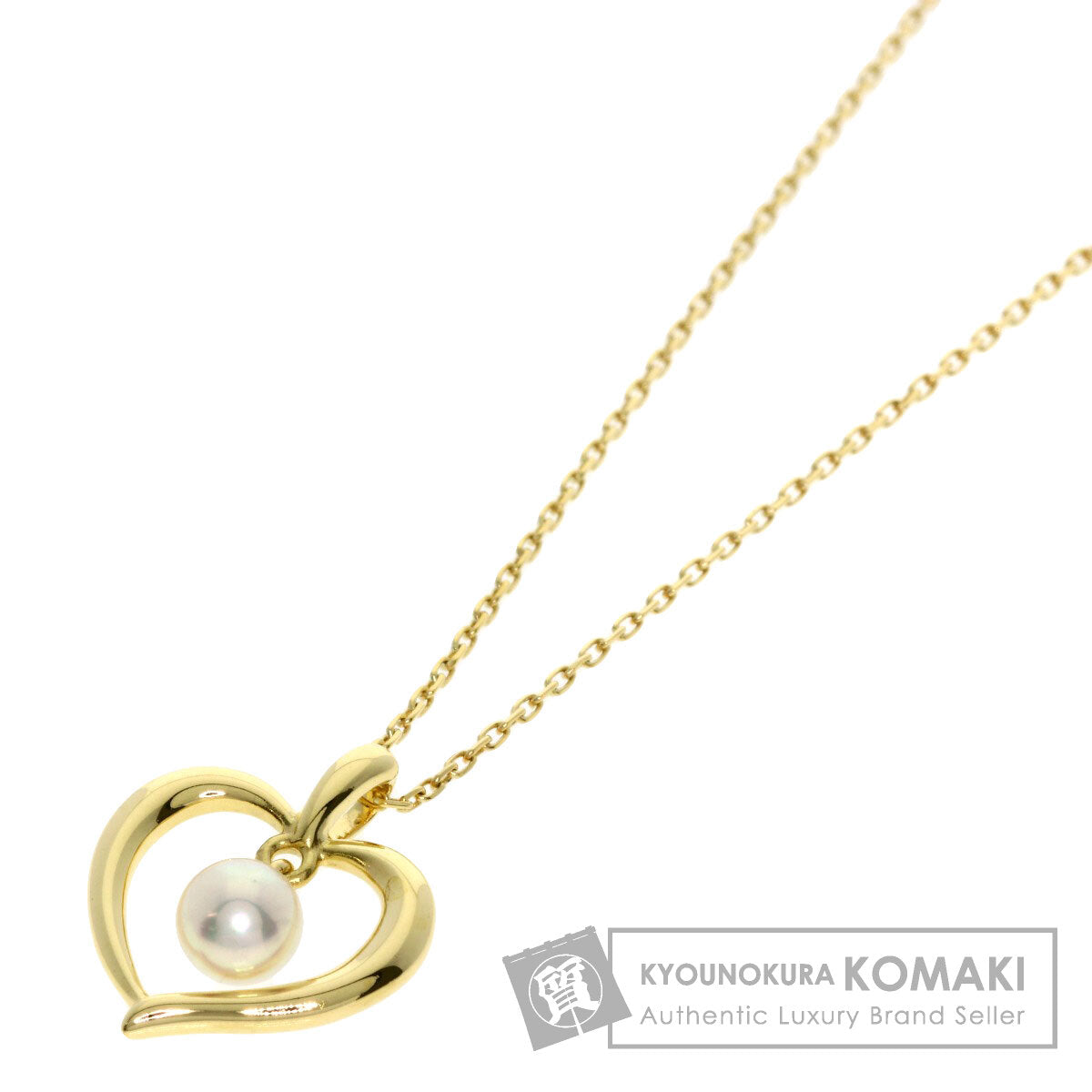 MIKIMOTO Heart motif Pearl Pearl Necklace K18 Yellow Gold Ladies [Used]
