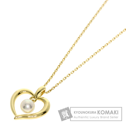 MIKIMOTO Heart motif Pearl Pearl Necklace K18 Yellow Gold Ladies [Used]