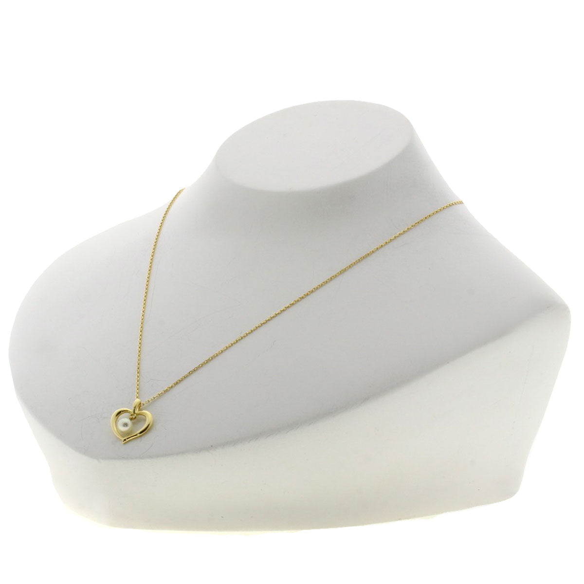 MIKIMOTO Heart motif Pearl Pearl Necklace K18 Yellow Gold Ladies [Used]