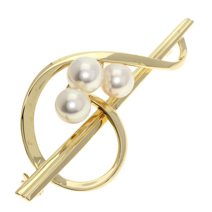 MIKIMOTO Pearl Pearl Brooch K14 Yellow Gold Ladies [Used]