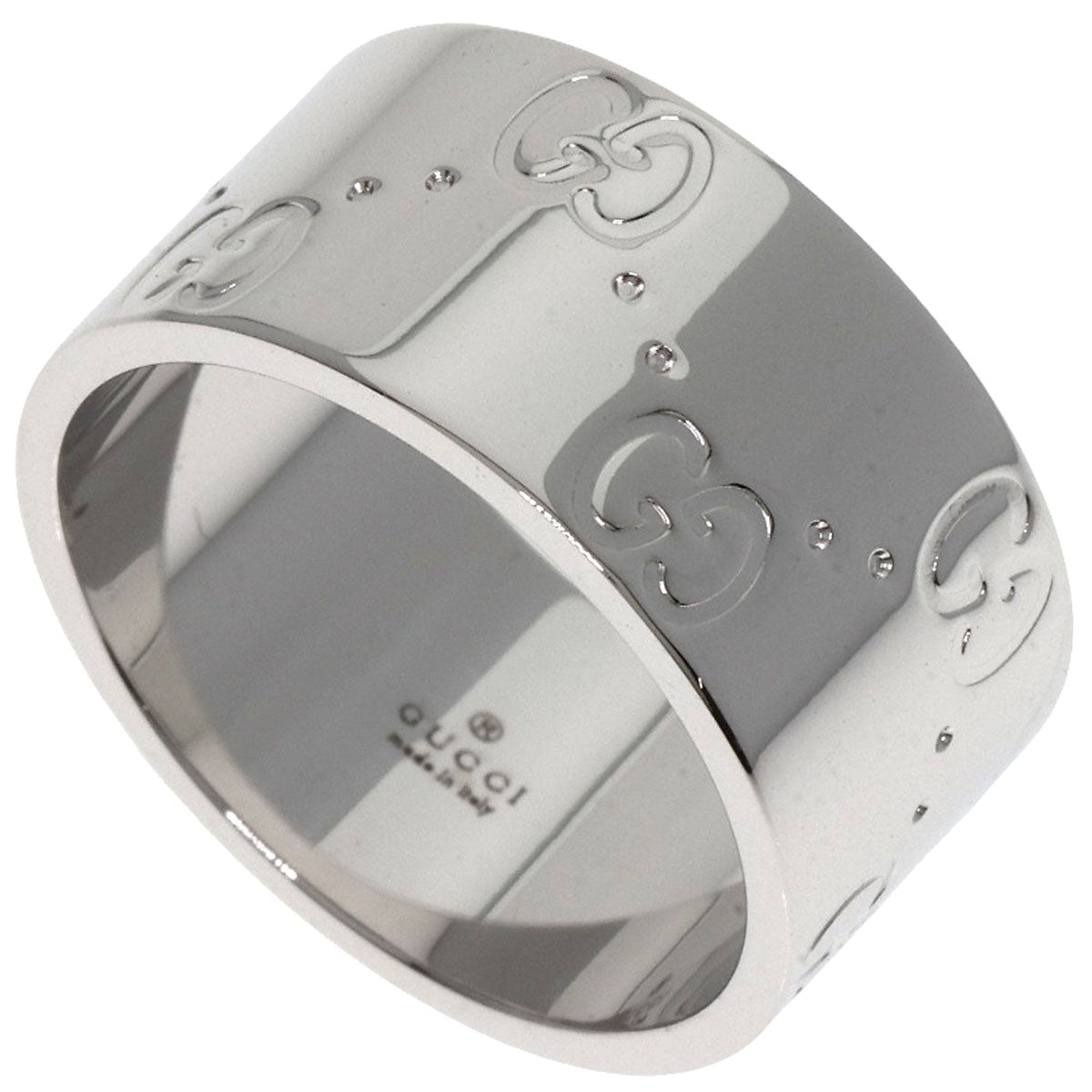 GUCCI GG Icon Wide #11 Ring K18 White Gold Ladies [Used]