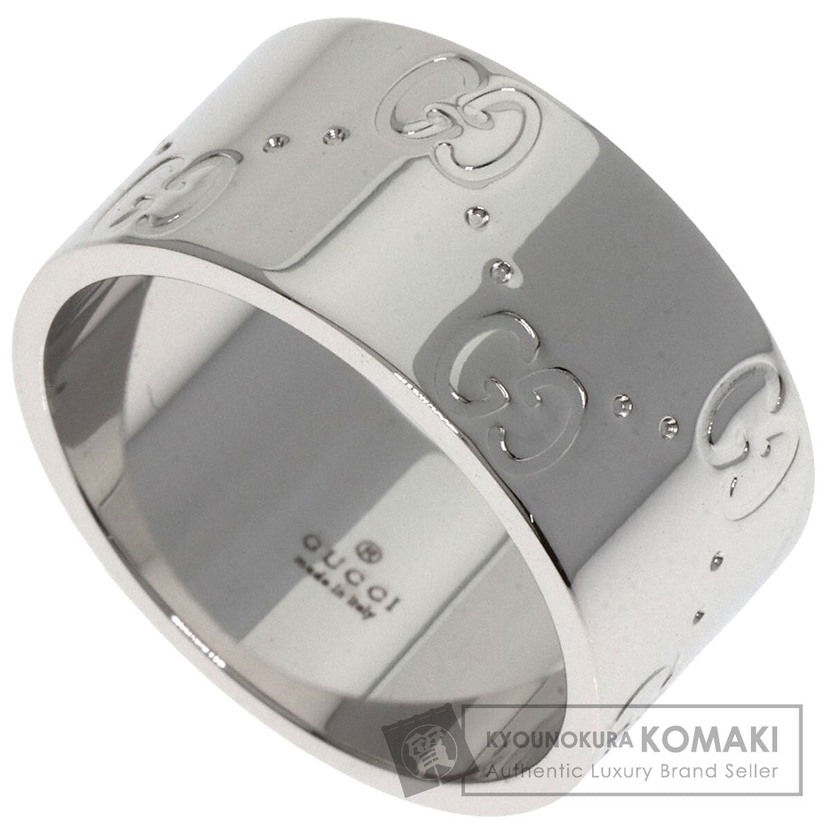 GUCCI GG Icon Wide #11 Ring K18 White Gold Ladies [Used]