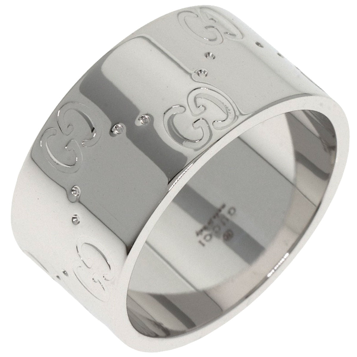 GUCCI GG Icon Wide #11 Ring K18 White Gold Ladies [Used]