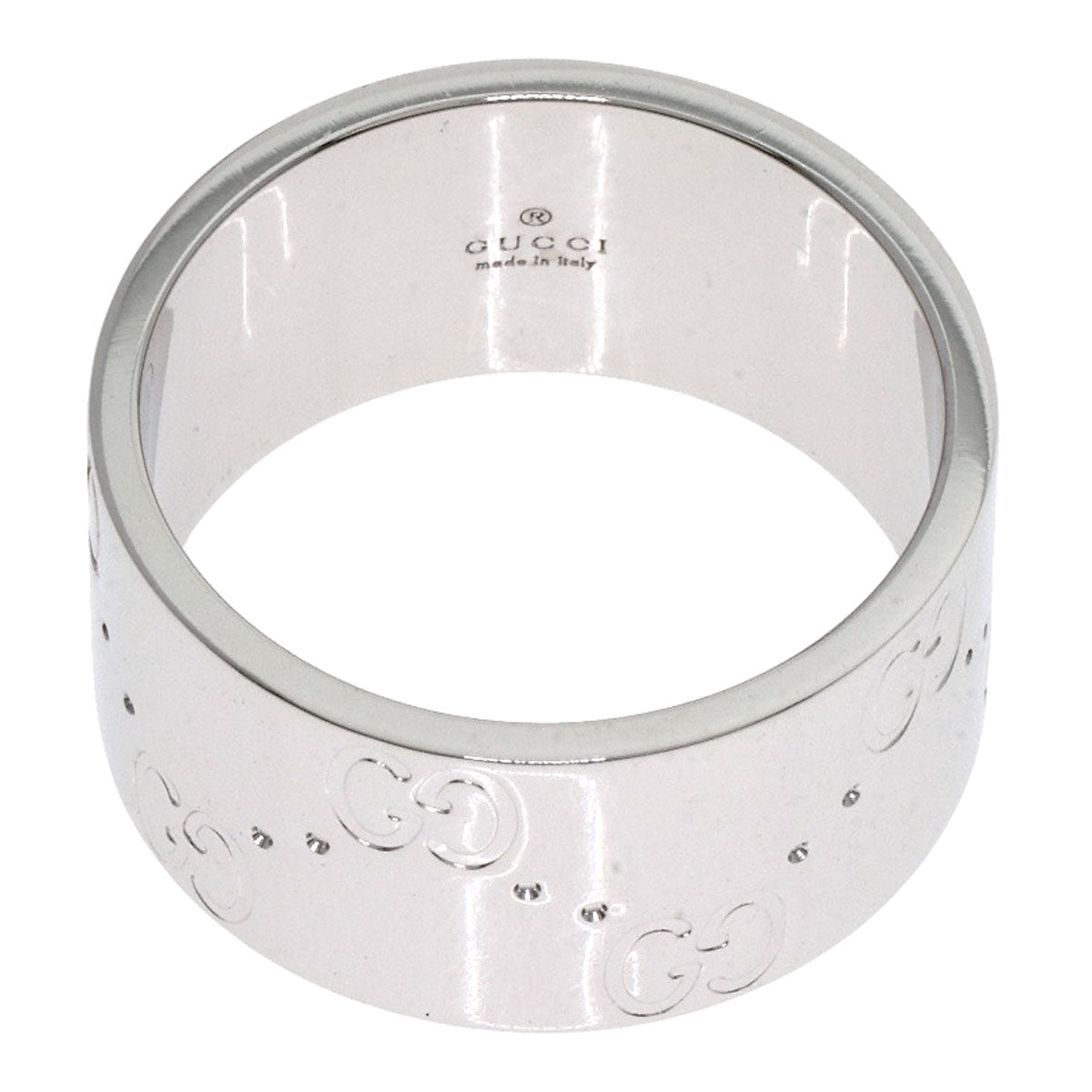 GUCCI GG Icon Wide #11 Ring K18 White Gold Ladies [Used]