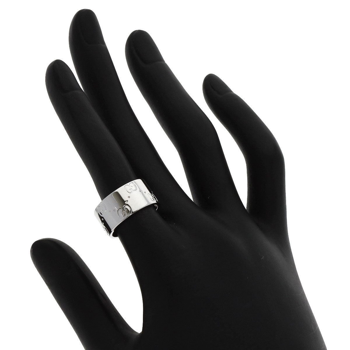 GUCCI GG Icon Wide #11 Ring K18 White Gold Ladies [Used]