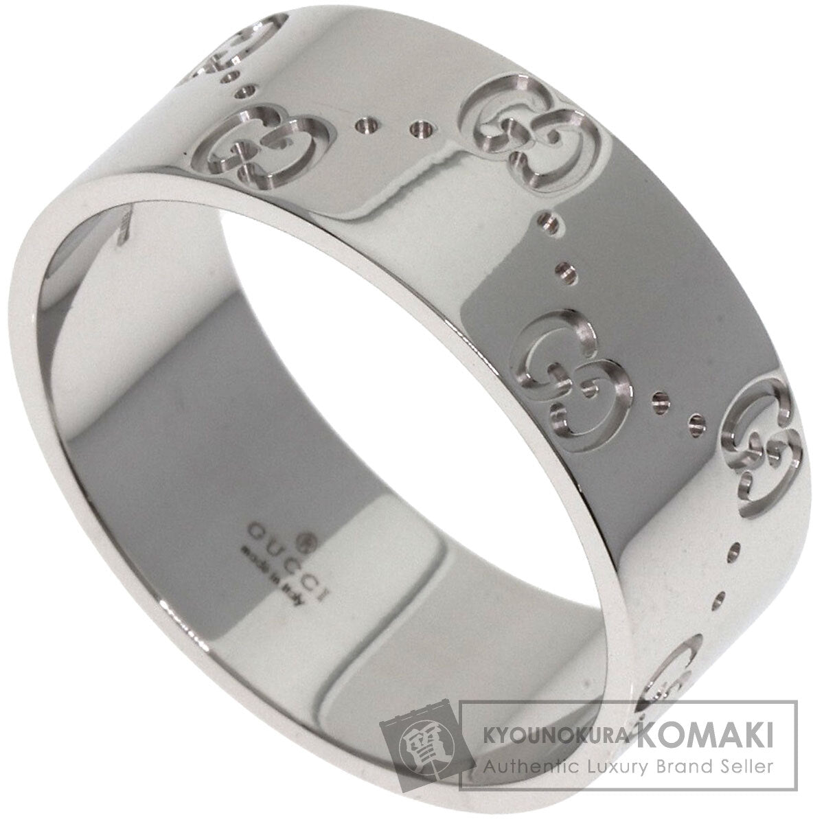 GUCCI GG Icon Wide #27 Ring K18 White Gold mens [Used]