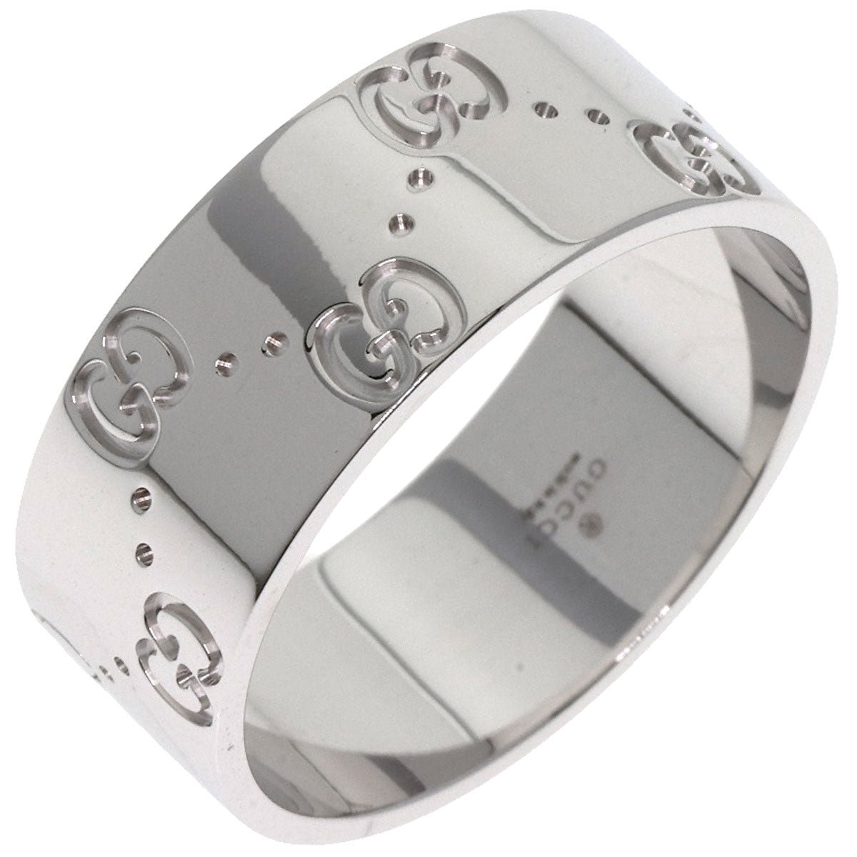 GUCCI GG Icon Wide #27 Ring K18 White Gold mens [Used]