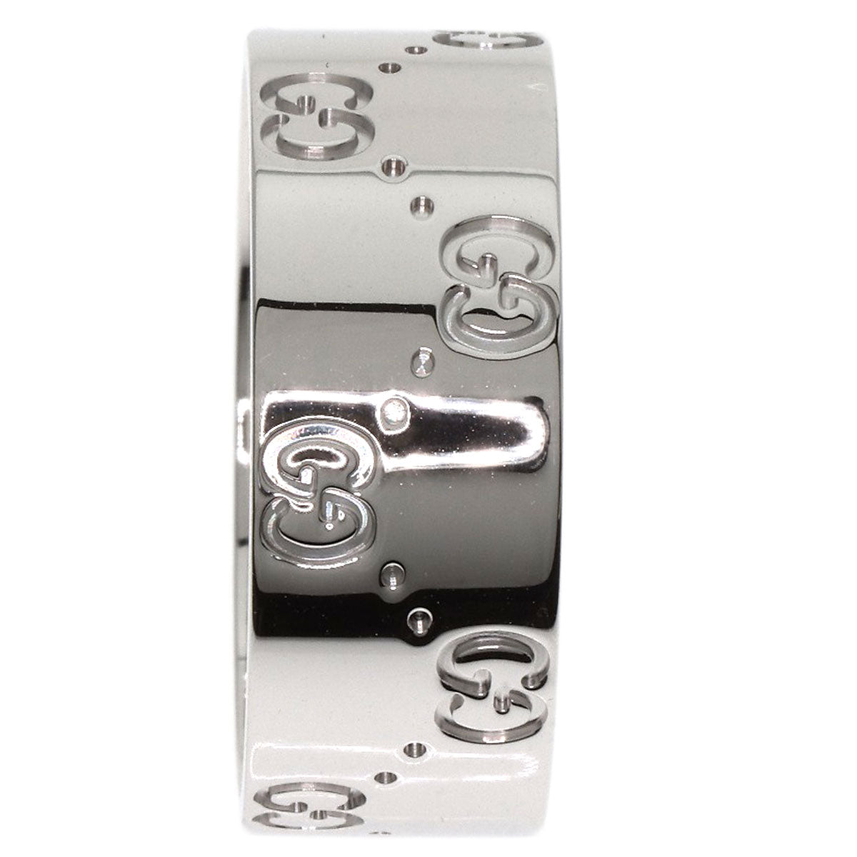 GUCCI GG Icon Wide #27 Ring K18 White Gold mens [Used]