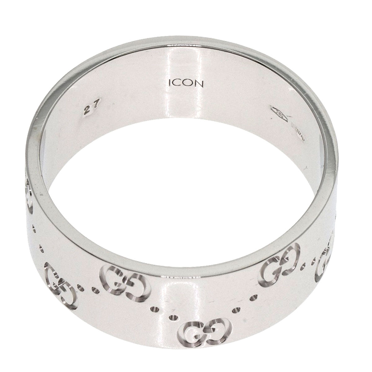 GUCCI GG Icon Wide #27 Ring K18 White Gold mens [Used]